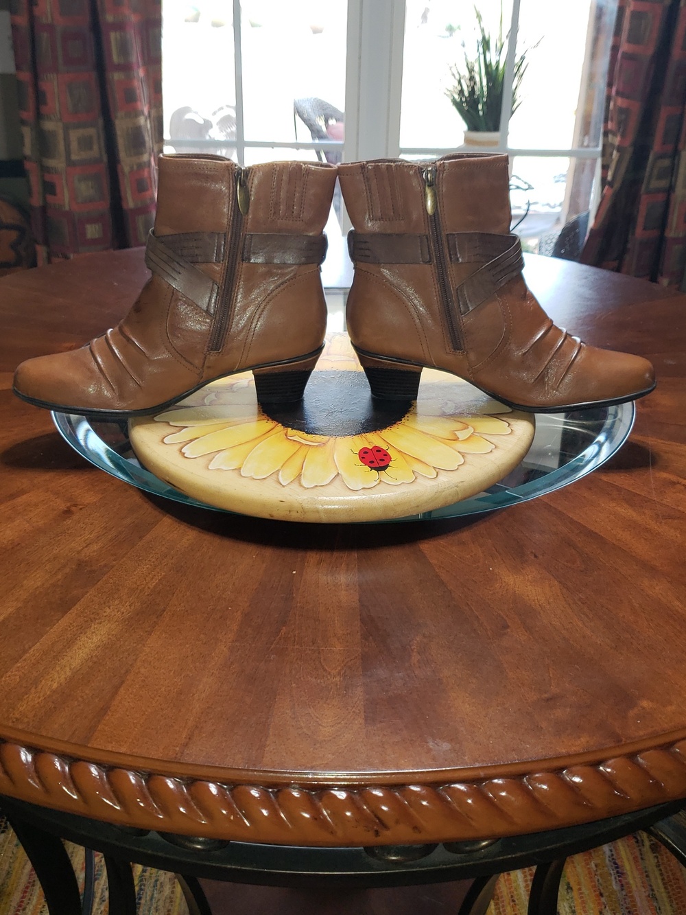 💘🖤EARTH ODYSSEY HEELED ANKLE BOOTS BOOTIES ALMOND LEATHER WITH BUCKLE 9.5/41 - Picture 5 of 10